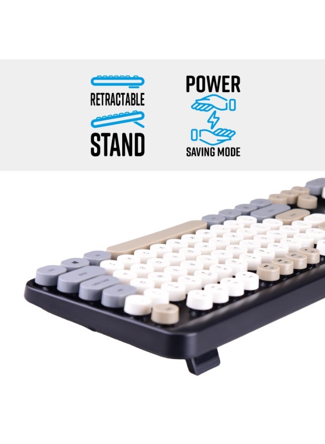 ZEBRONICS Newly launched Companion 301 2.4GHz Wireless Keyboard & Mouse Combo with UV Printed, Retro Style Keys, 104 + 12 Integrated Multimedia Keys, 1600 DPI, High Precision (Black + Grey) - Image 2